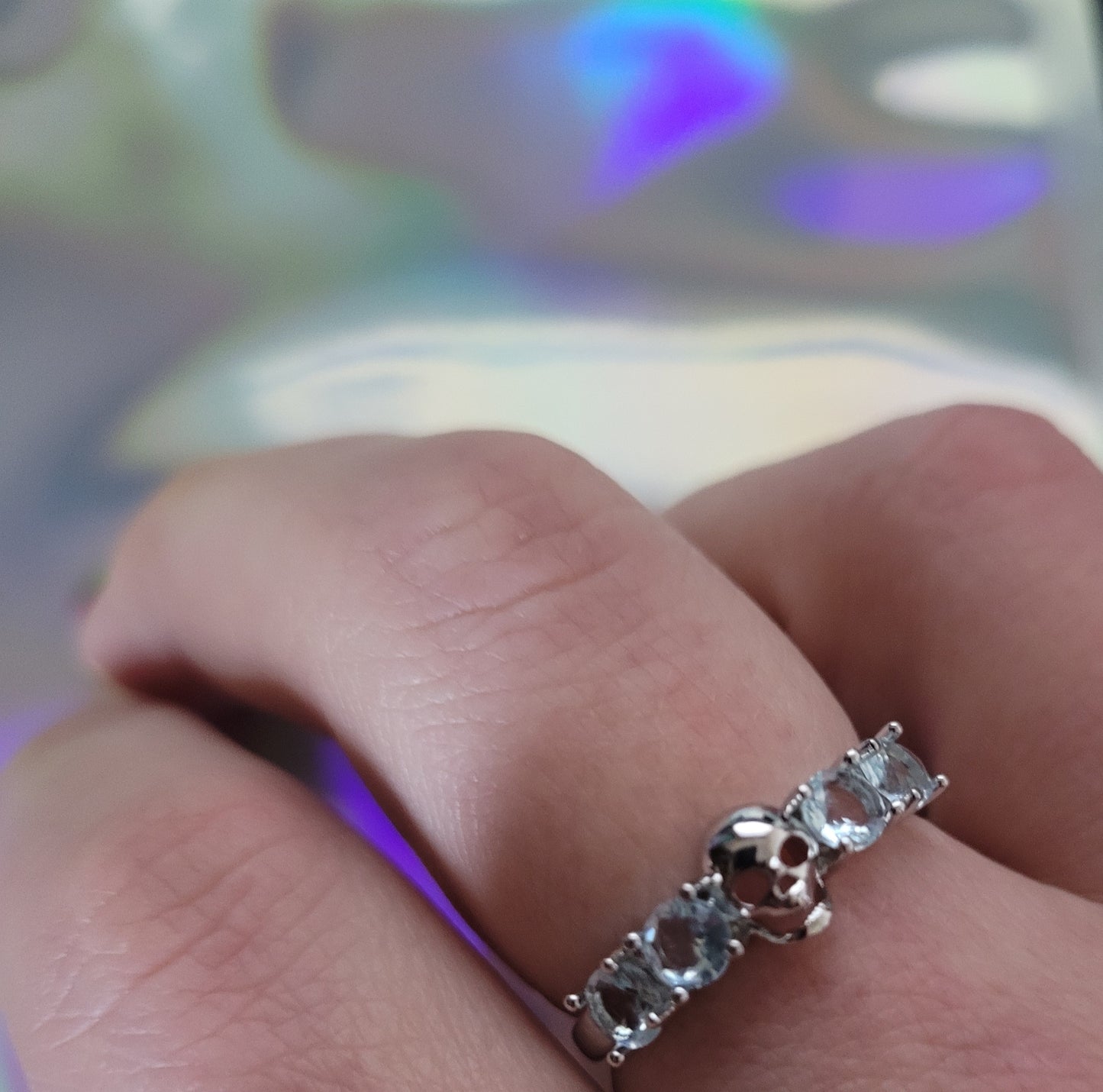 Cubic Zirconia & Skull Decor Ring