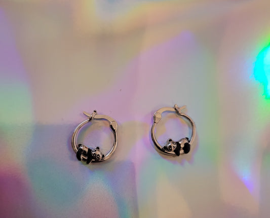 Panda Hoop Earrings