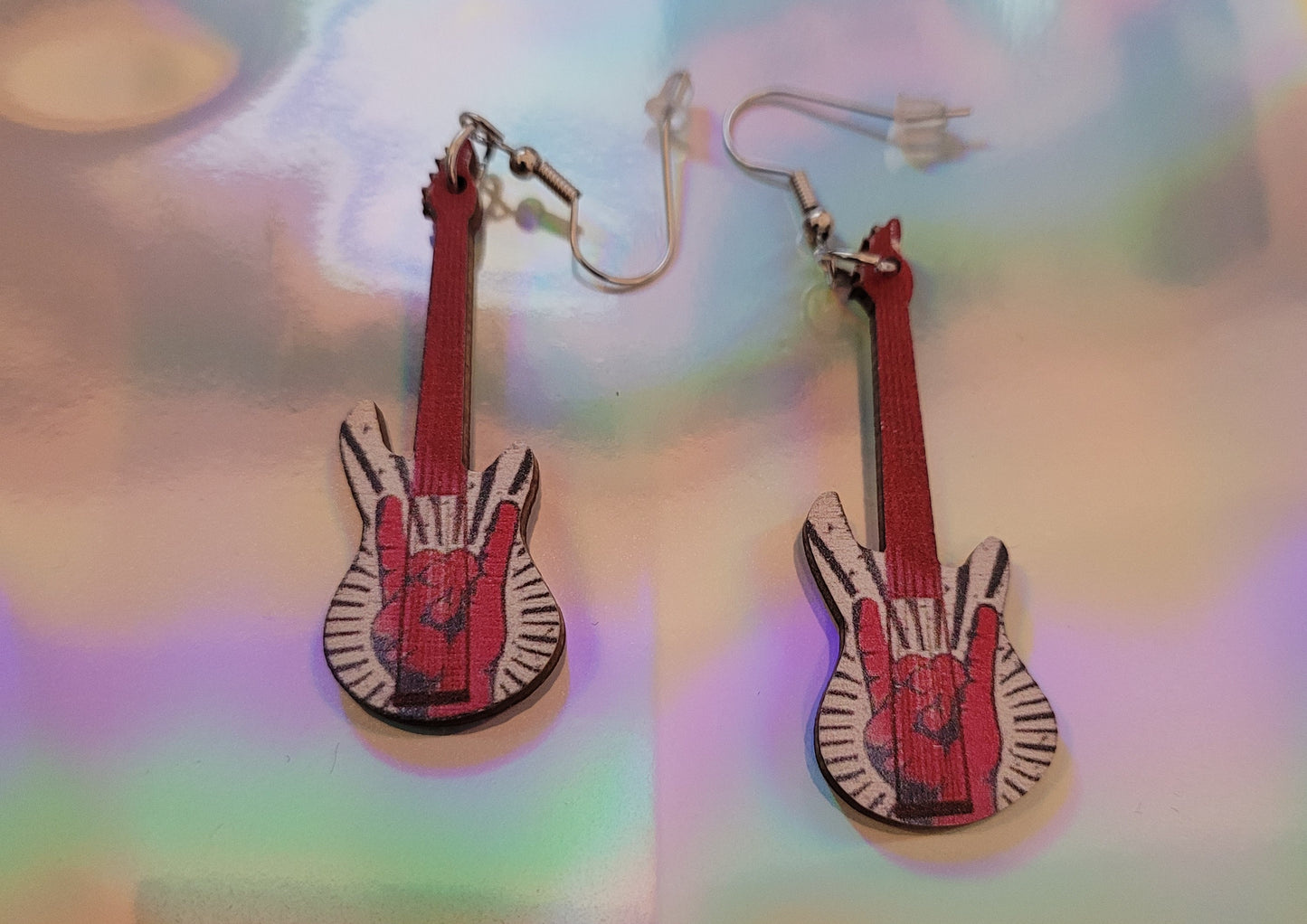 Western Style Vintage Wooden Guitar Design Drop Earrings For Women Daily Jewelry