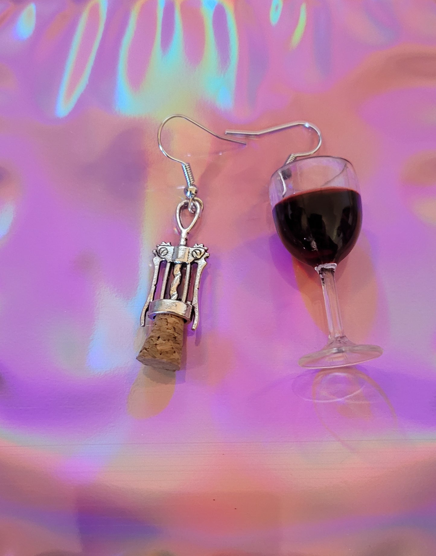 Novelty Wine Glass & Corkscrew Earrings