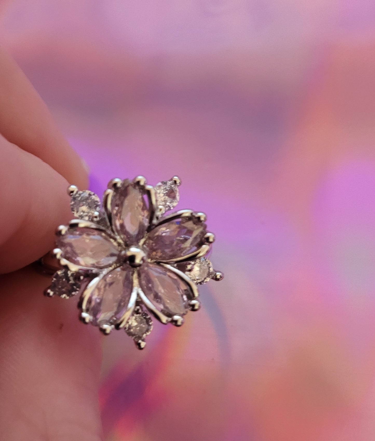 Large Pink Flower Ring