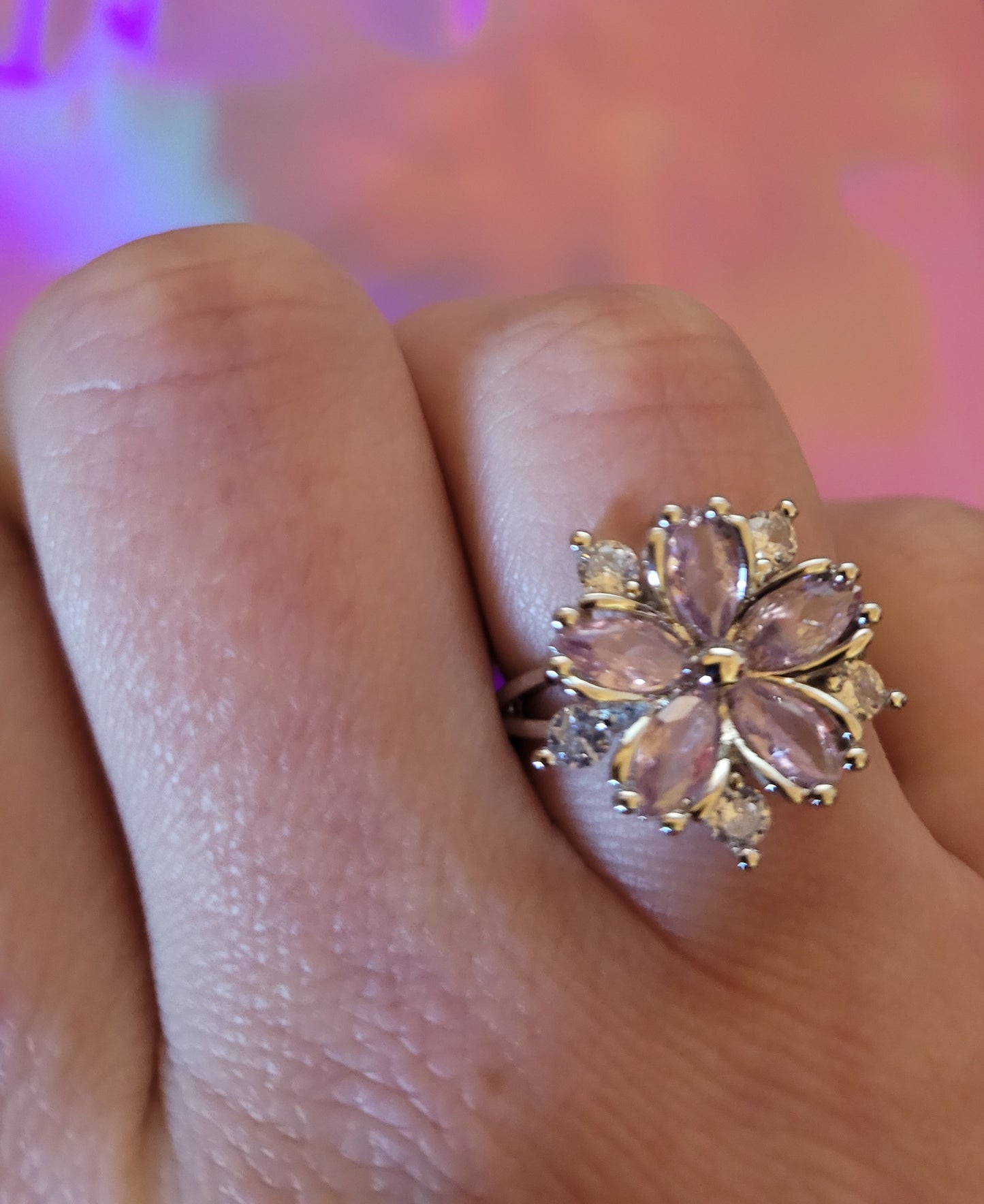 Large Pink Flower Ring