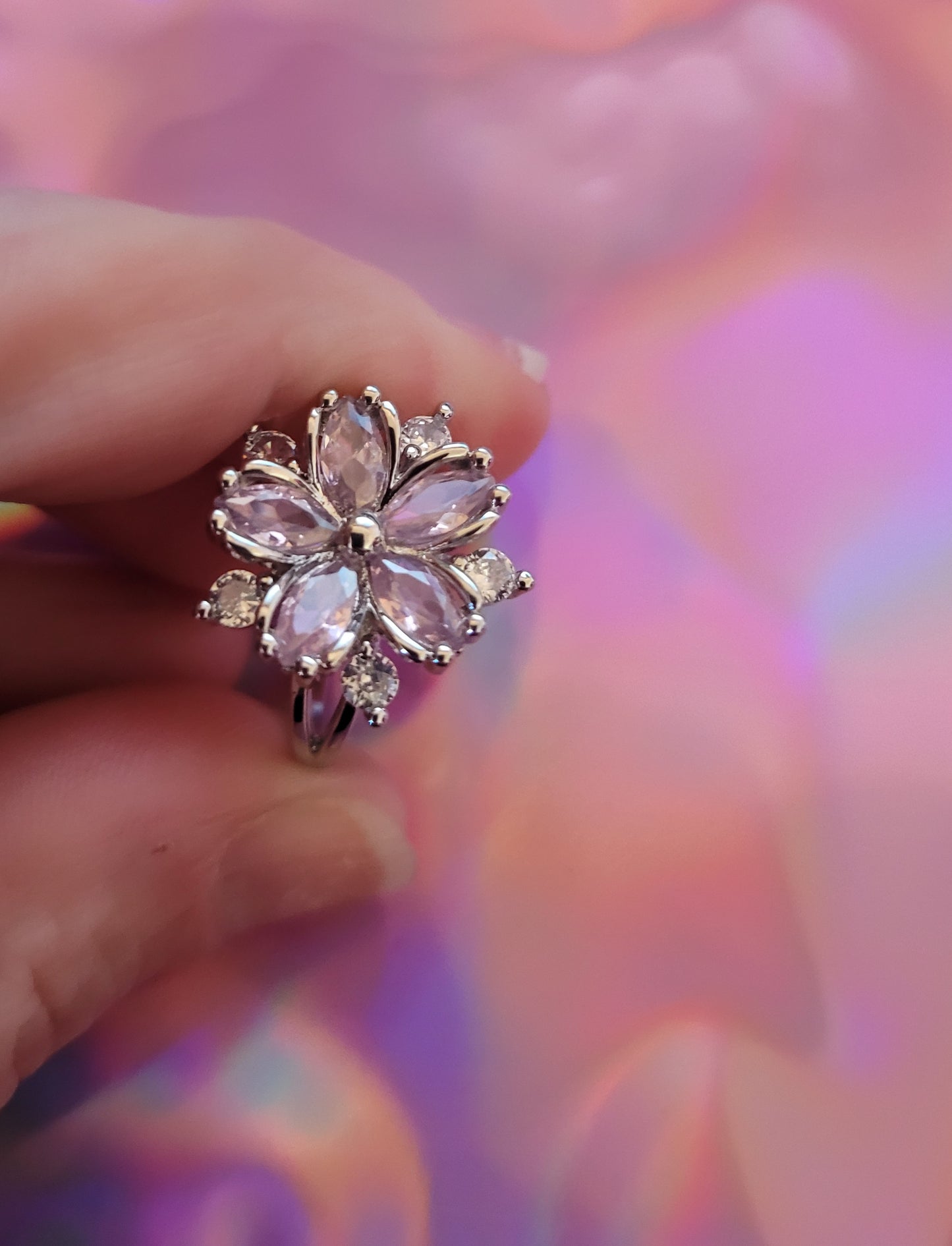 Large Pink Flower Ring