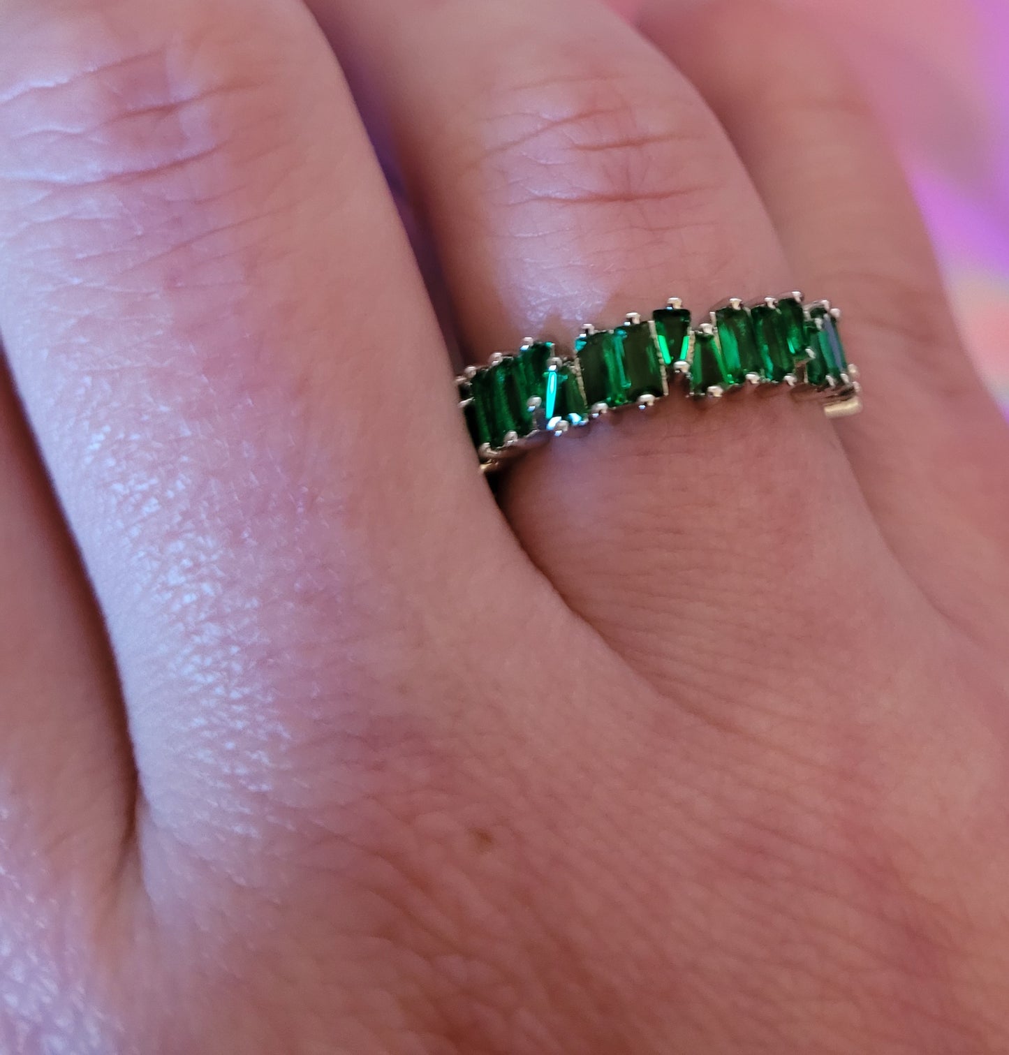 Cubic Zirconia Decor Ring Green