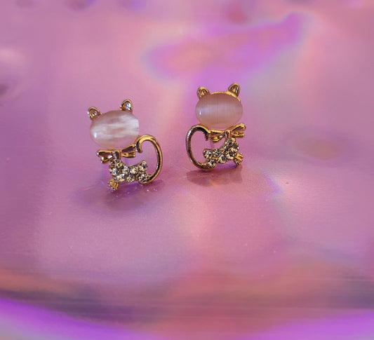 Pink Cat Earrings