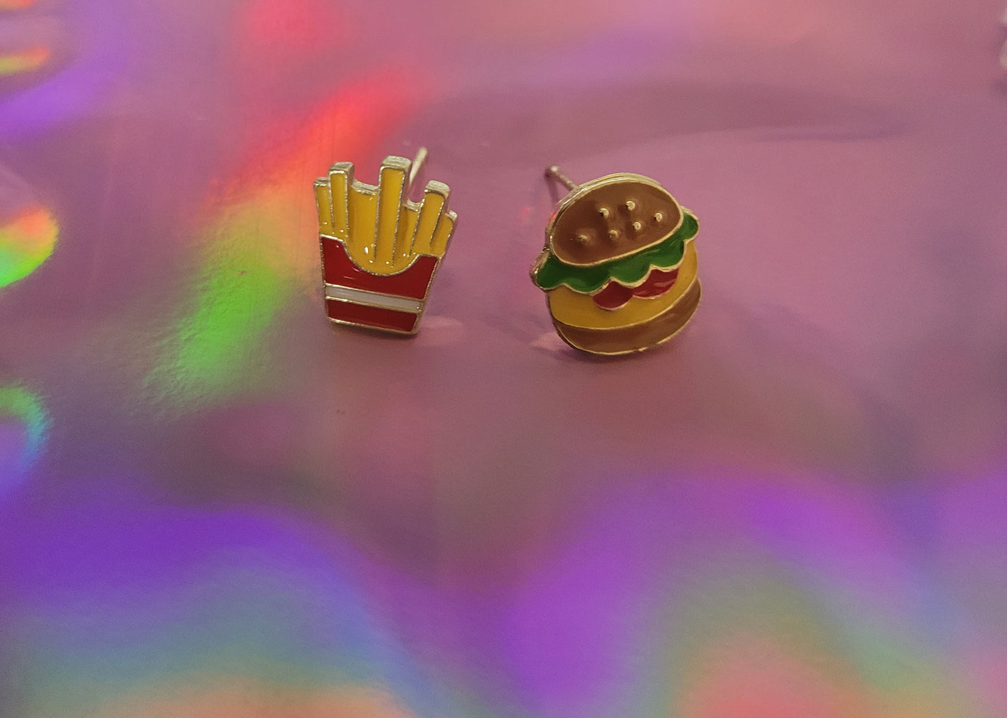 Burger and Fries Mismatched Earrings