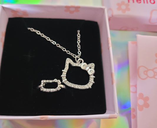 Kids Hello Kitty Necklace and Adjustable Ring