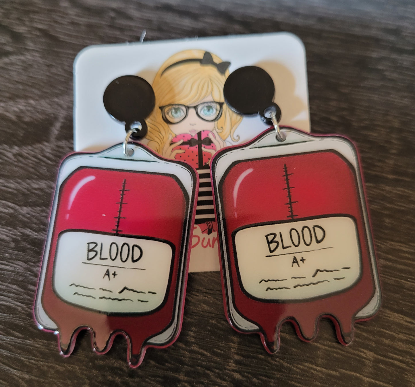 Oversized Blood Bag Horror Earring