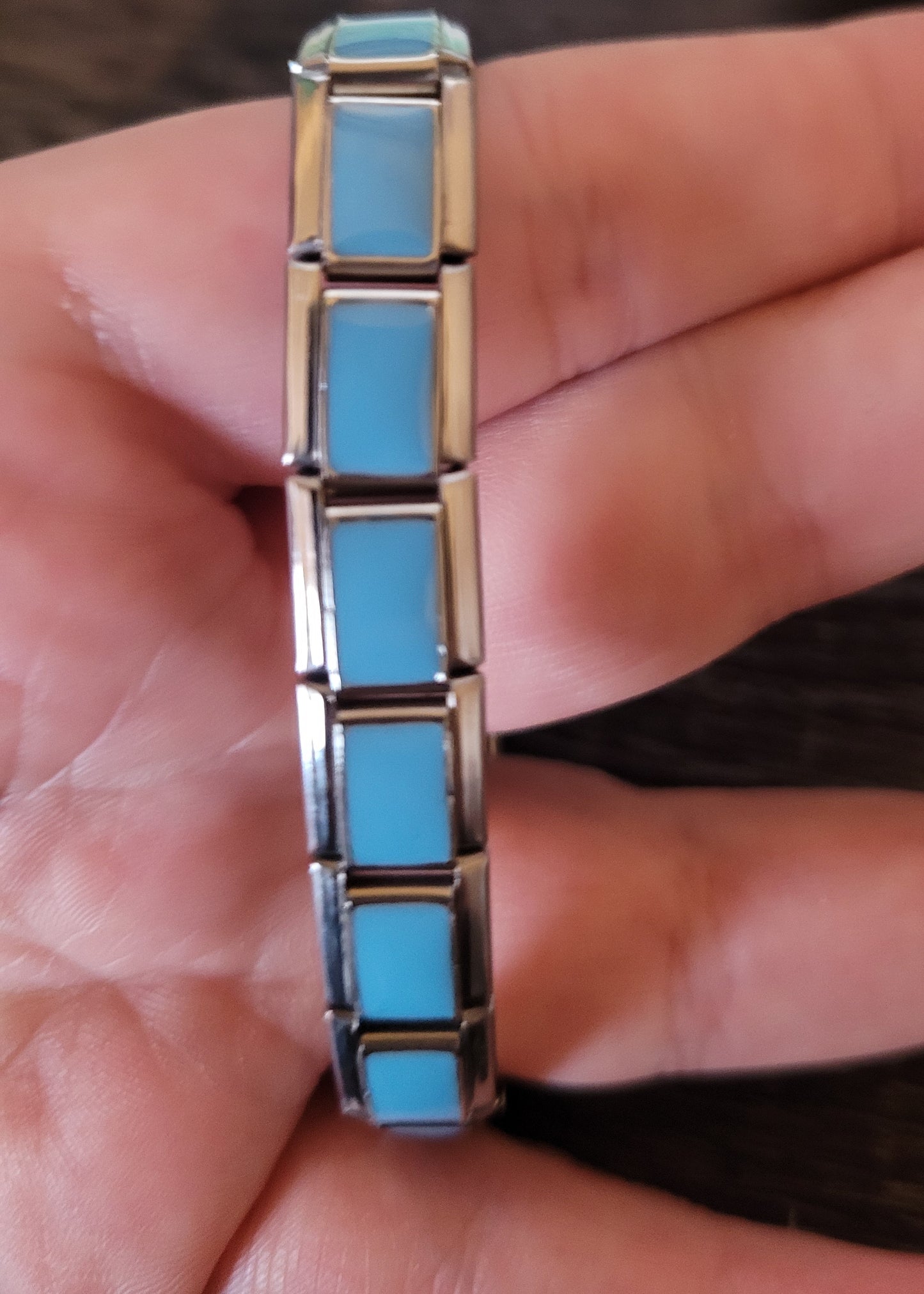 Stainless Steel Light Blue Link Bracelet