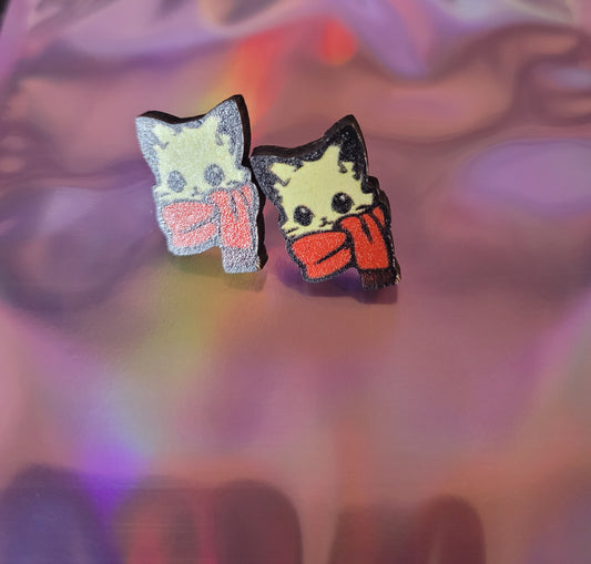 Small Christmas Cat Earrings