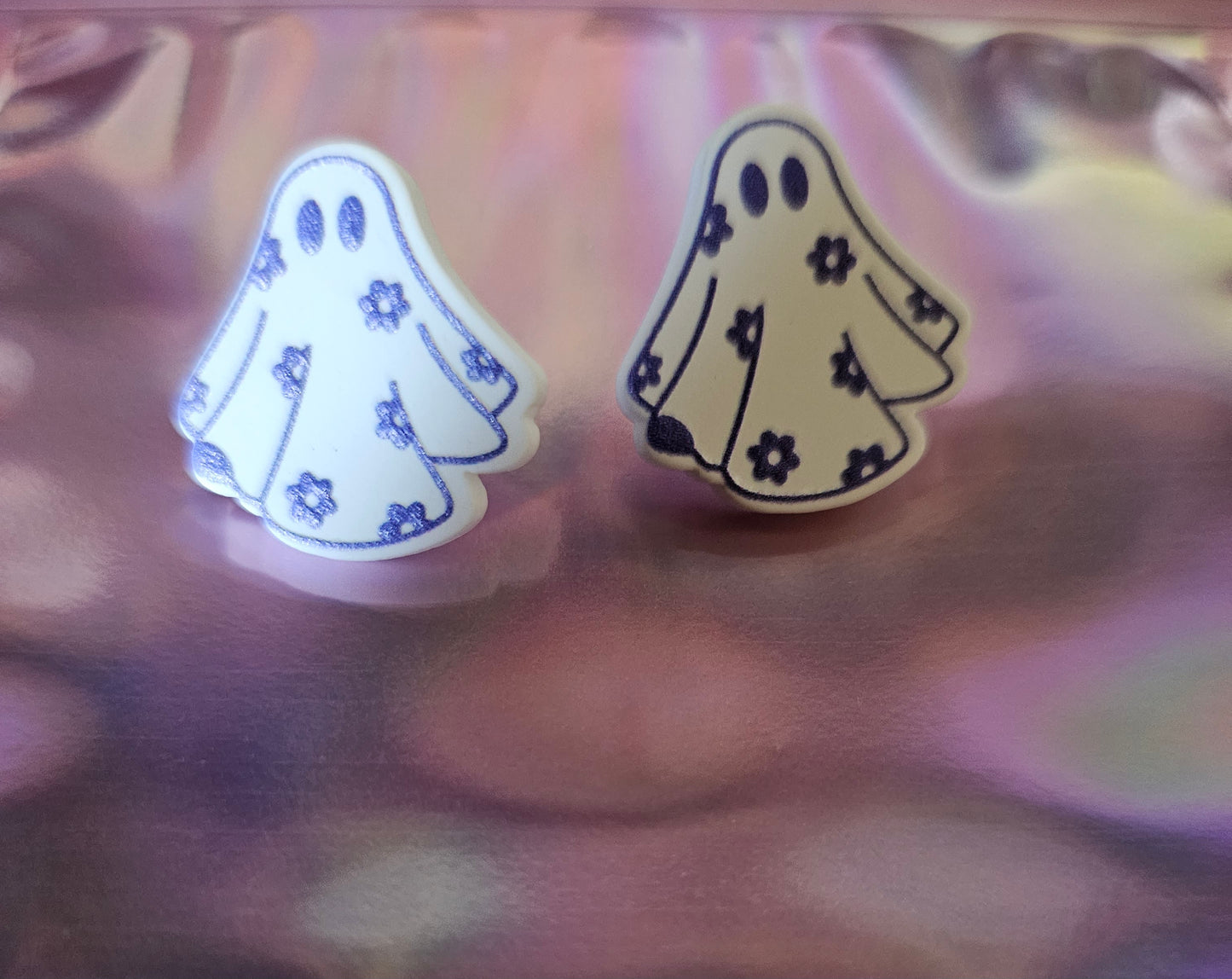 Purple Flower Ghost Earrings