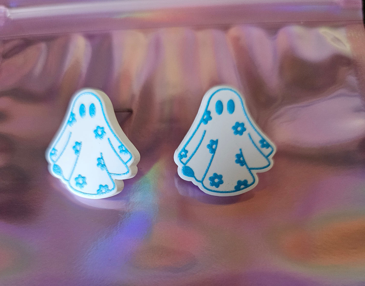 Blue Flower Ghost Earrings