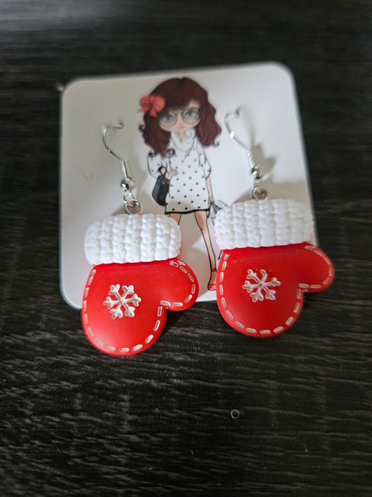 Christmas Mittens Novelty Earrings