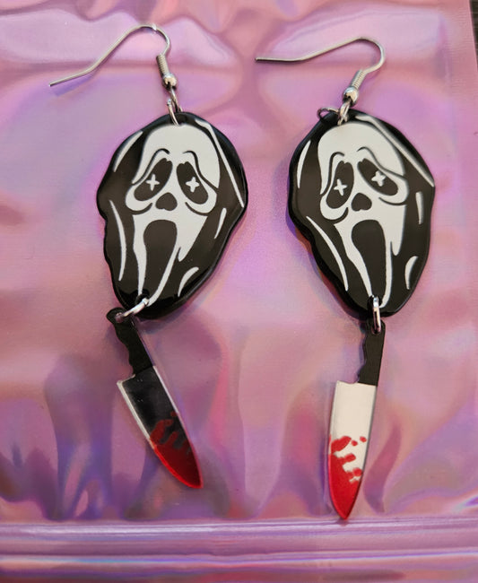 Ghost Face Halloween Dangle Earrings