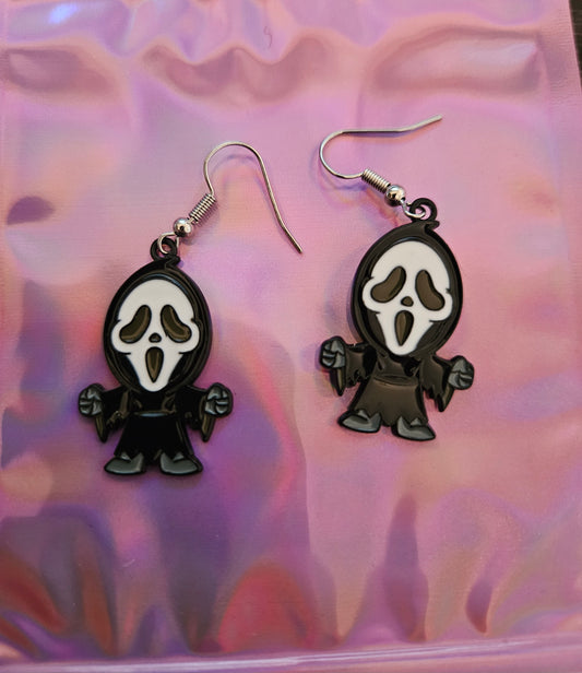 Ghost Face Metal Halloween Earrings