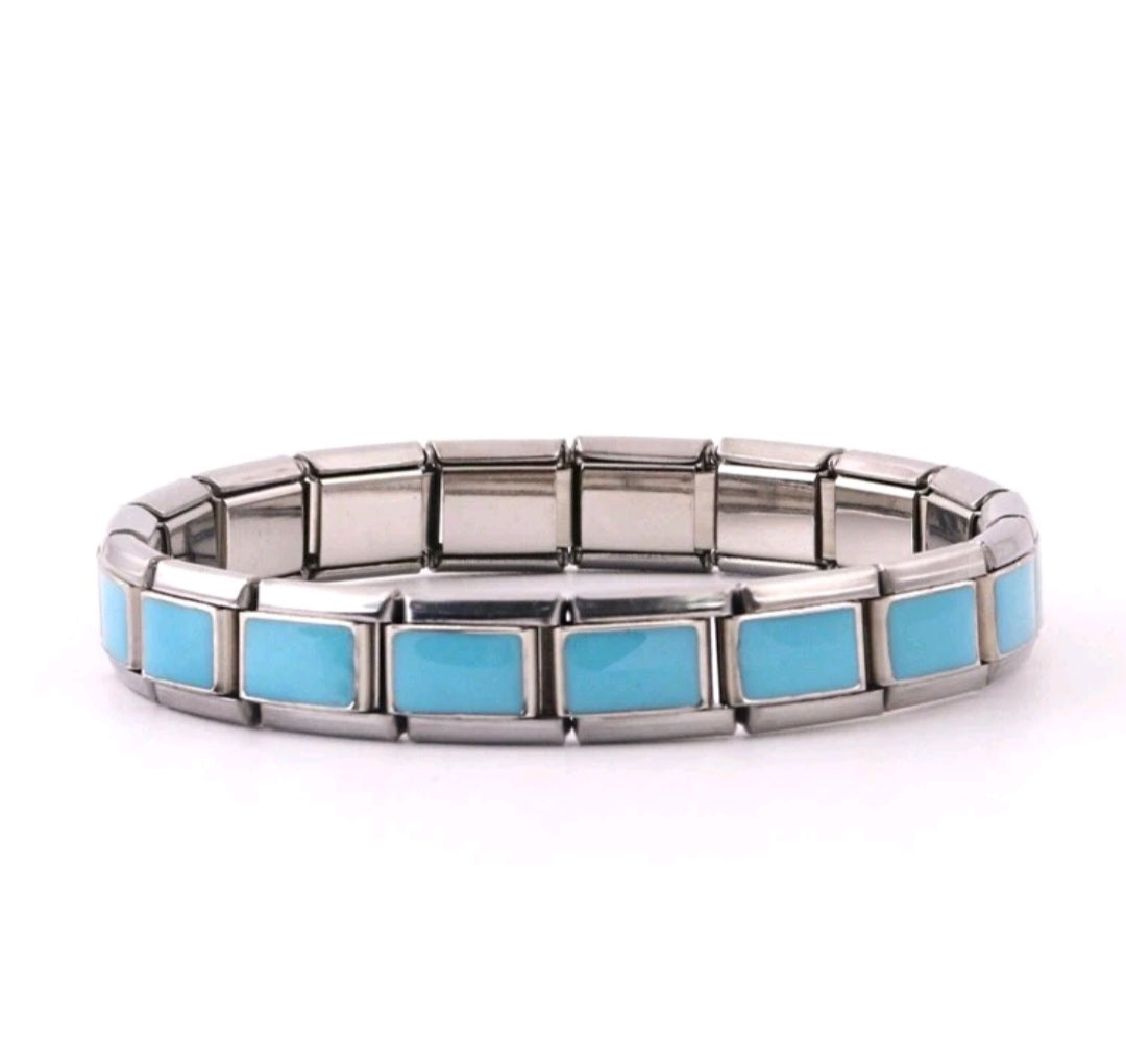 Stainless Steel Light Blue Link Bracelet