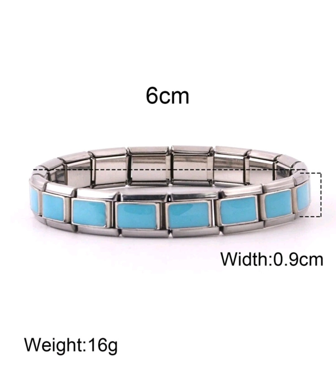 Stainless Steel Light Blue Link Bracelet