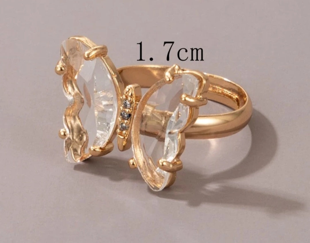 Clear Butterfly Dress Ring