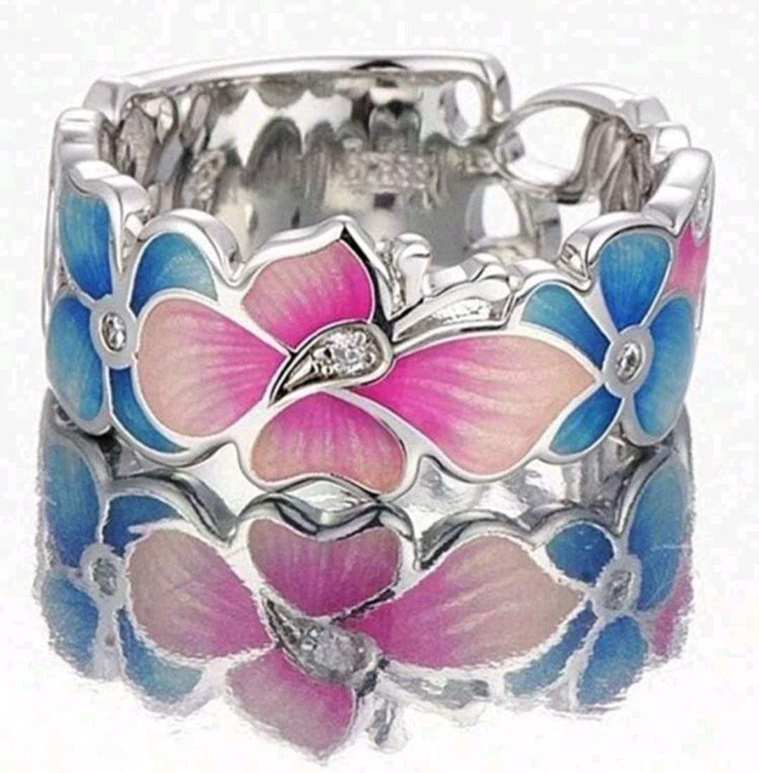 Colourful Flower Ring - Size 9