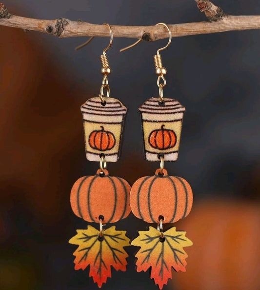 Pumpkin Spice Latte Drop Earrings