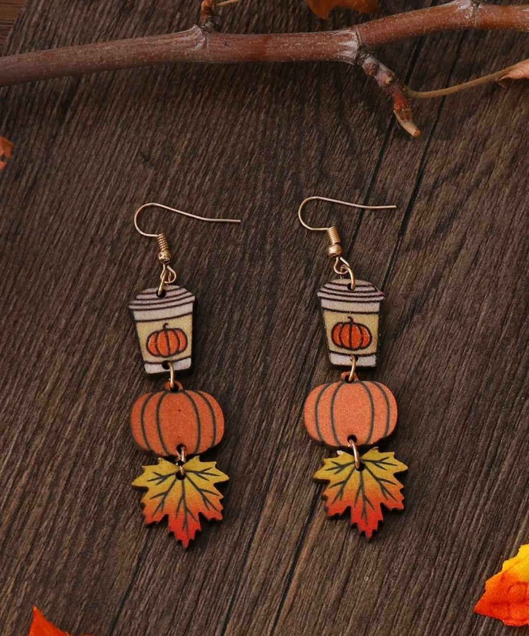 Pumpkin Spice Latte Drop Earrings