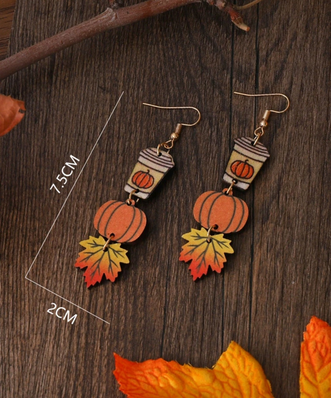 Pumpkin Spice Latte Drop Earrings