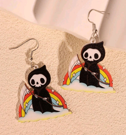 Rainbow Grim Reaper Earrings