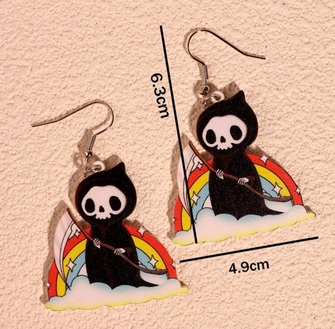 Rainbow Grim Reaper Earrings