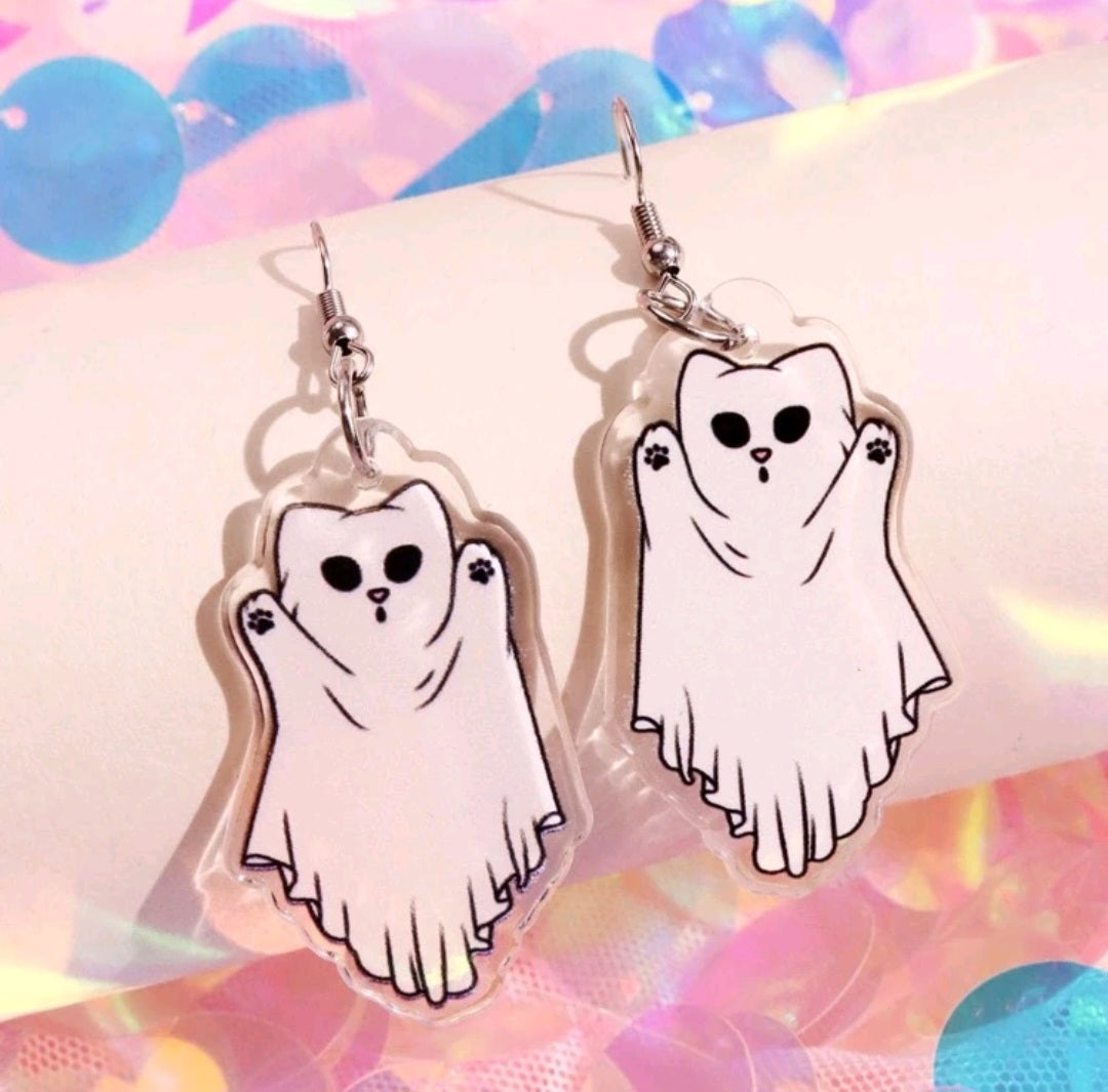 Ghost Cat Earrings