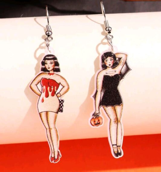 Halloween Pinup Mismatched Earrings