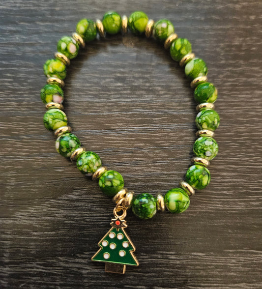 Christmas Tree Beaded Bracelet