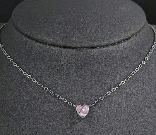 Small Pink Heart Necklace