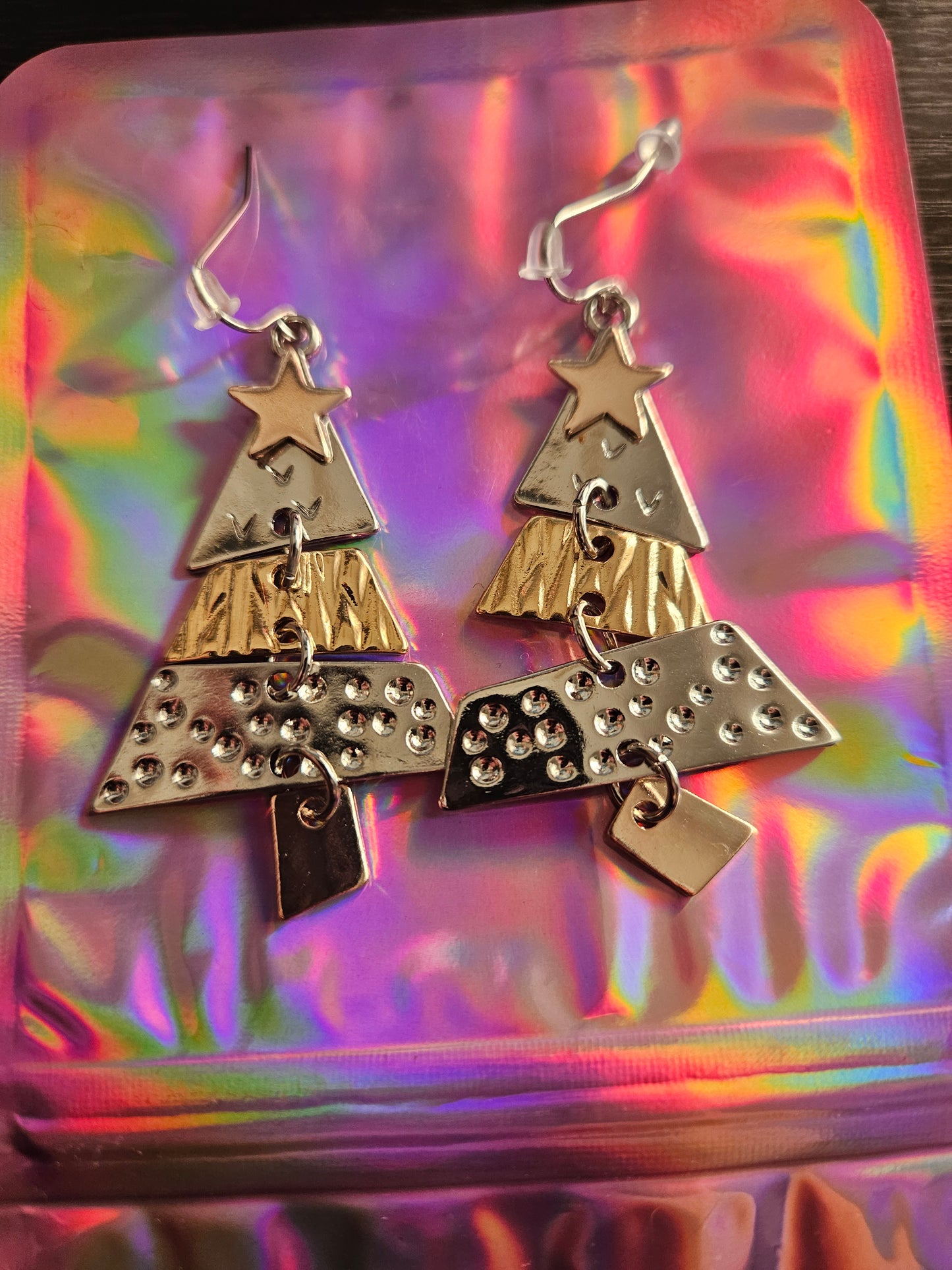 Quirky Christmas Tree Dangle Earrings