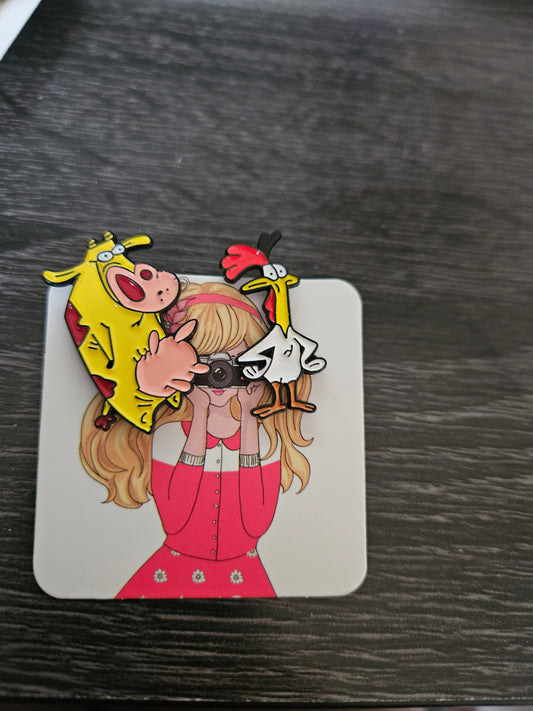 Cow & Chicken Pin Badge Set