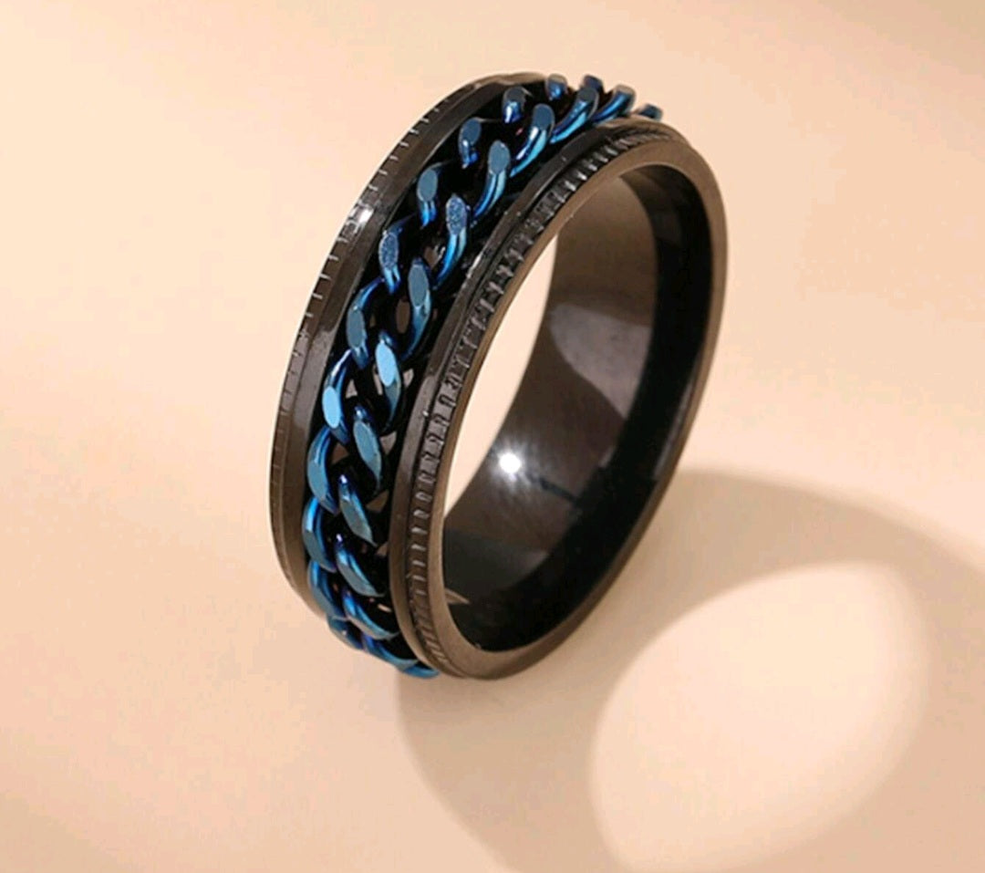 Mens Blue Chain Ring