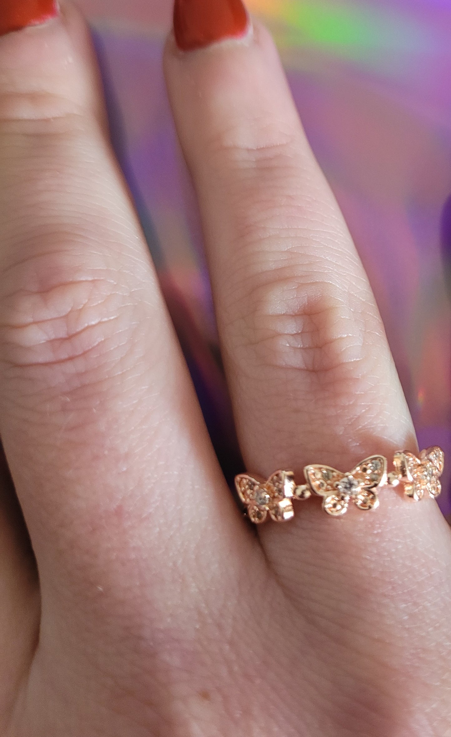 Rose Gold Effect Butterfly Cuff Ring