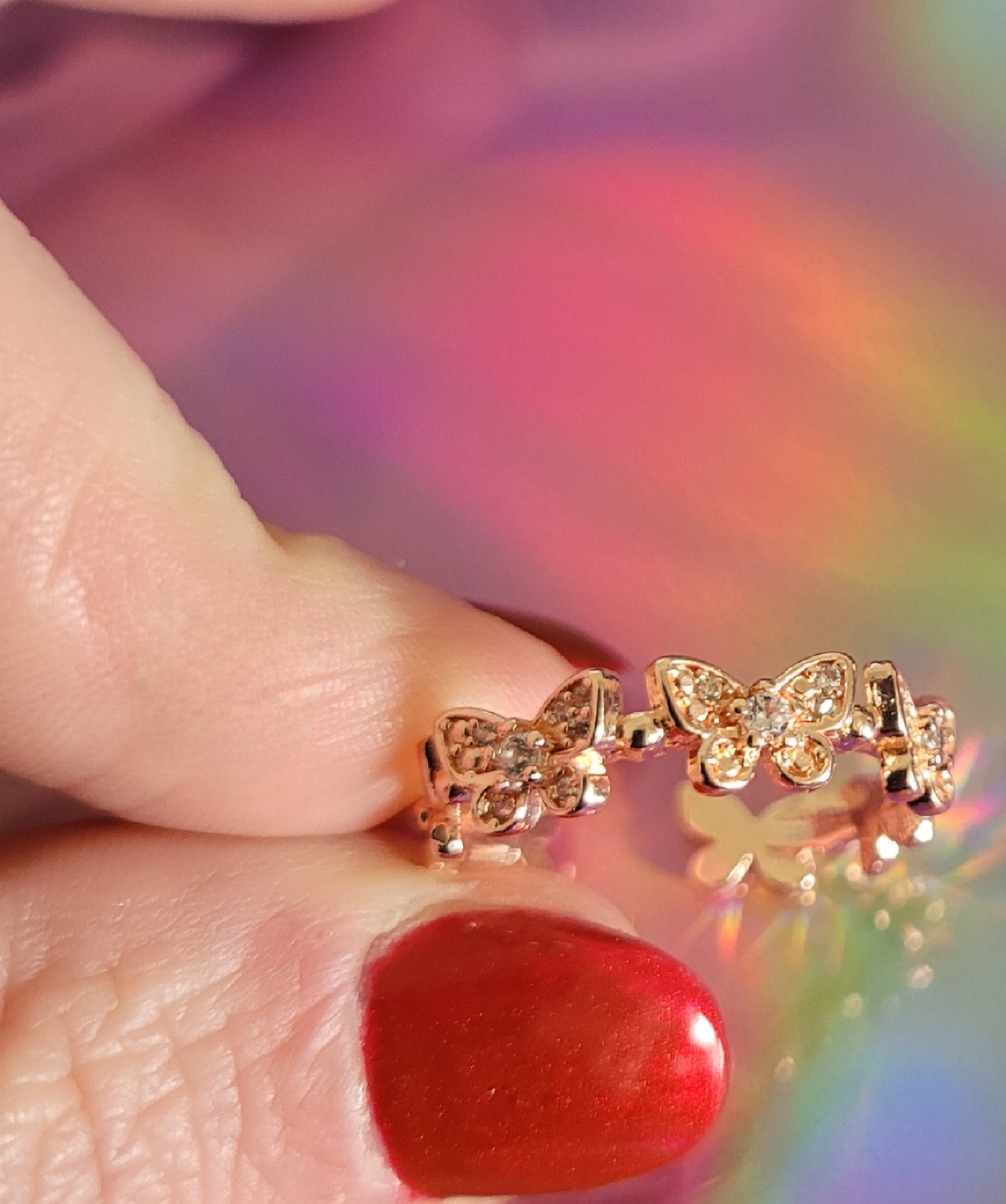 Rose Gold Effect Butterfly Cuff Ring