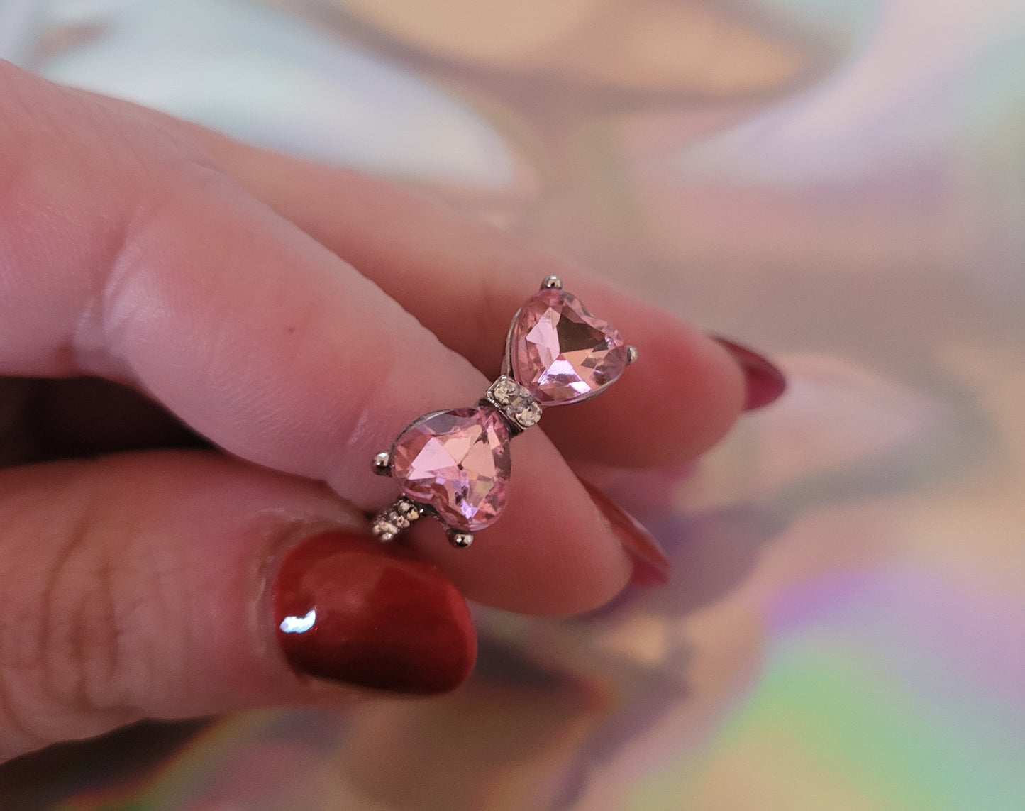 Cute Rhinestone Bow Decor Cuff Ring